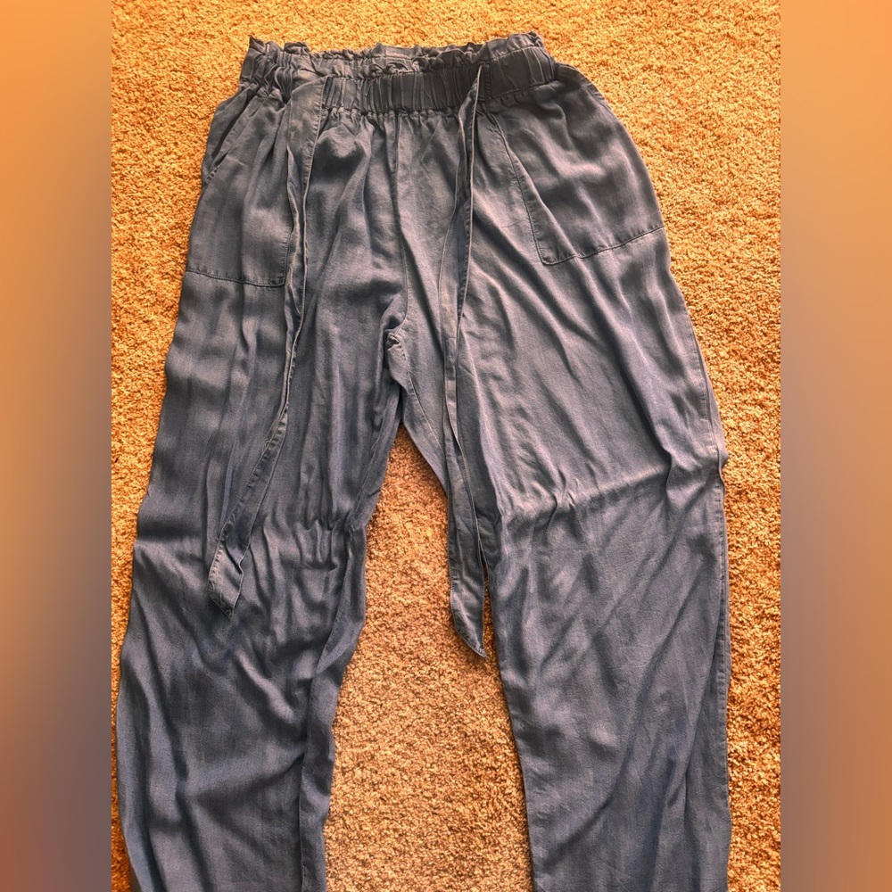 Casual Blue Drawstring Pants